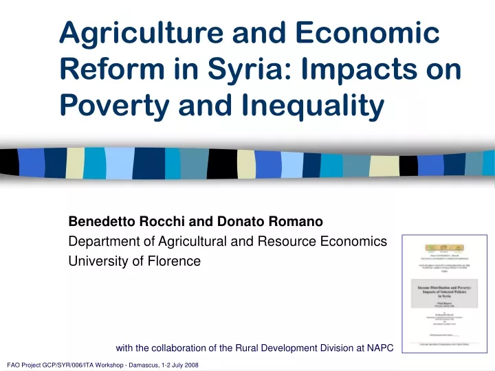 agriculture and economic reform in syria impacts on poverty and inequality
