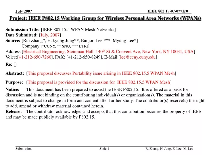 project ieee p802 15 working group for wireless