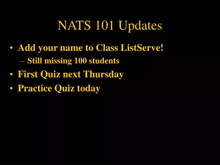 nats 101 updates