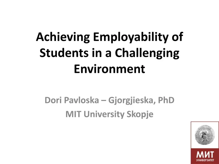 achieving employability of students in a challenging environment