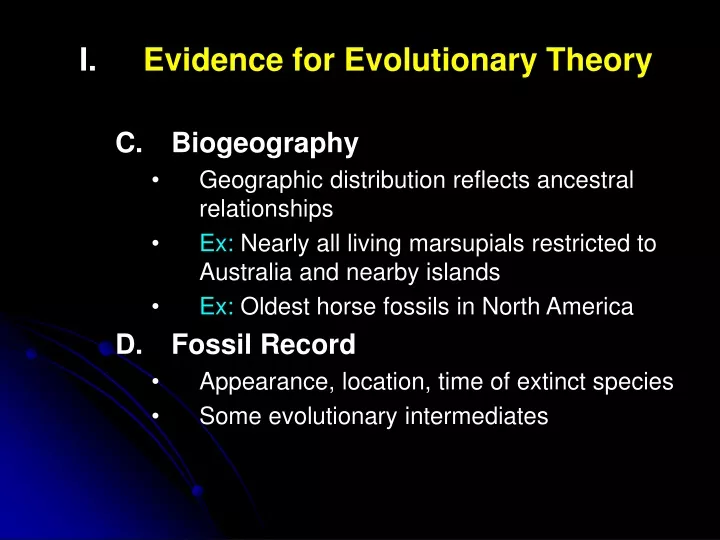 evidence for evolutionary theory biogeography
