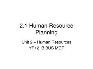 2.1 Human Resource Planning