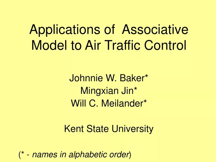 applications of associative model to air traffic control