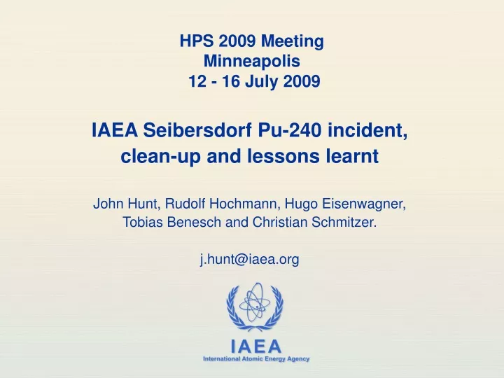 hps 2009 meeting minneapolis 12 16 july 2009