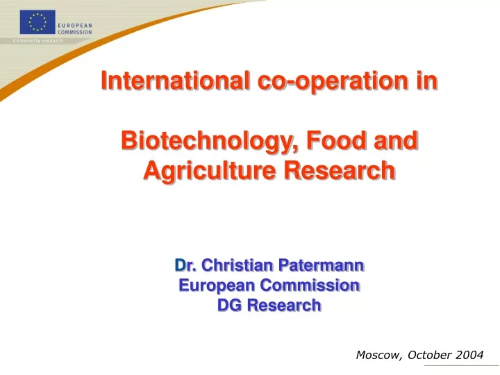 international co operation in biotechnology food