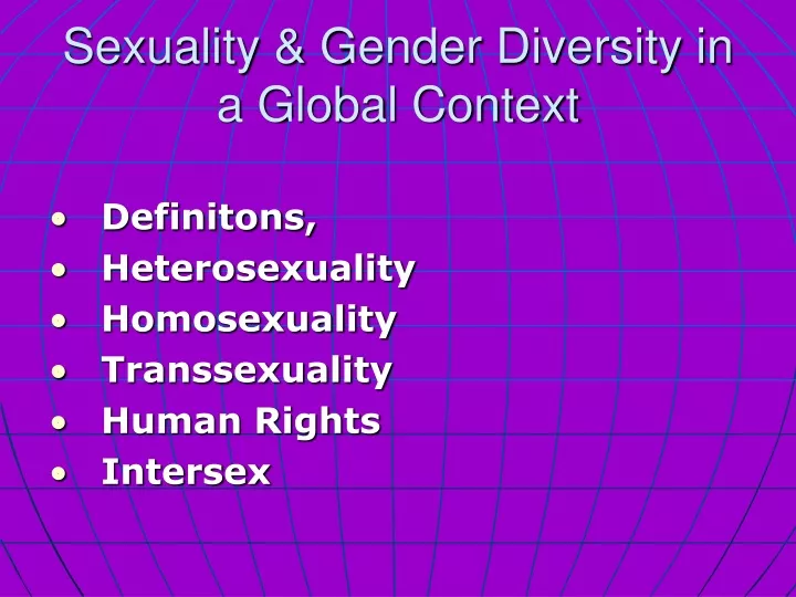 sexuality gender diversity in a global context