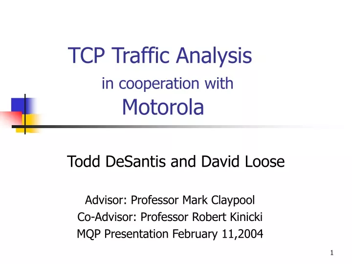 tcp traffic analysis in cooperation with motorola