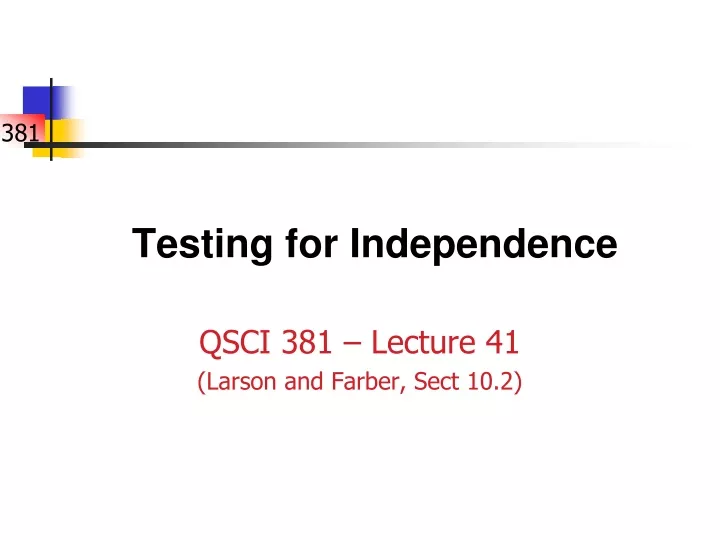 testing for independence