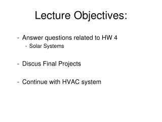 Lecture Objectives: