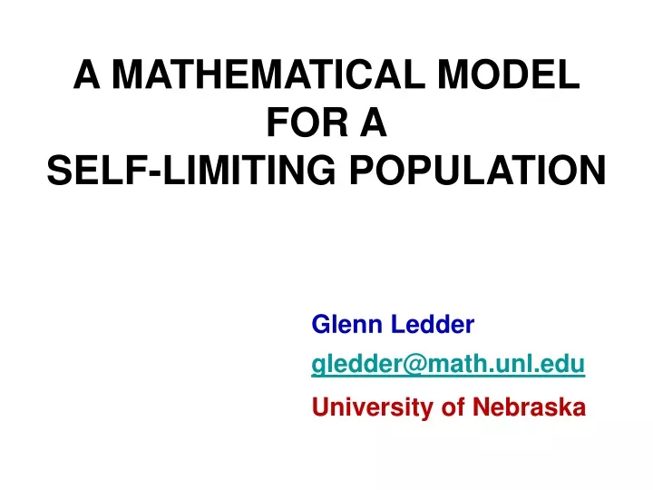 a mathematical model for a self limiting population