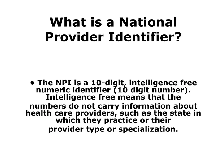 what is a national provider identifier