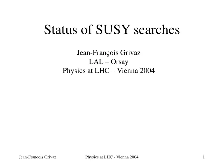 status of susy searches