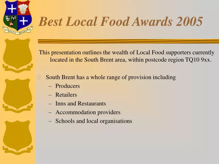 best local food awards 2005