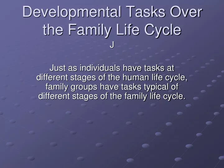 developmental tasks over the family life cycle