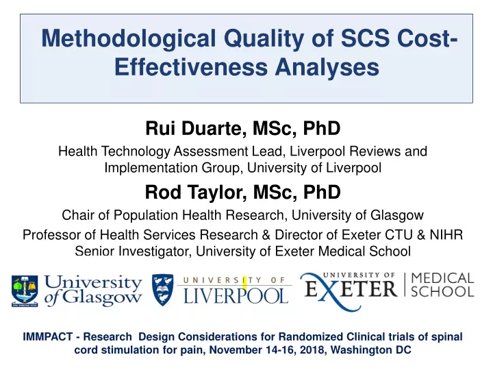 methodological quality of scs cost effectiveness analyses