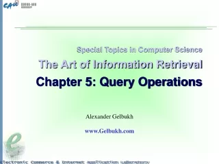 Special Topics in Computer Science The Art of Information Retrieval Chapter 5: Query Operations