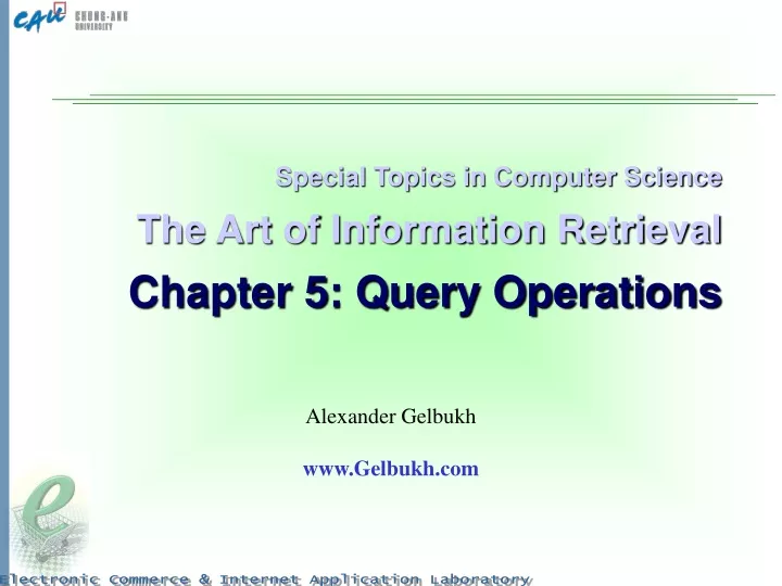 special topics in computer science the art of information retrieval chapter 5 query operations