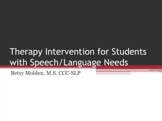 Therapy Intervention for Students with Speech/Language Needs