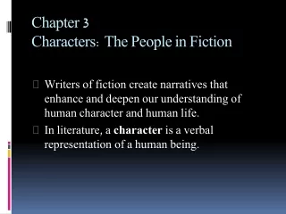 Chapter 3 Characters: The People in Fiction