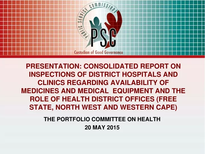 the portfolio committee on health 20 may 2015