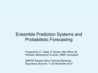 Ensemble Prediction Systems and Probabilistic Forecasting