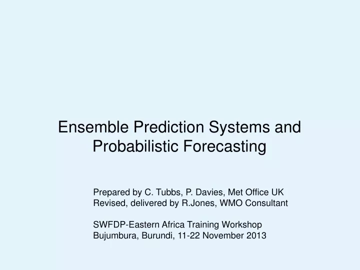 ensemble prediction systems and probabilistic