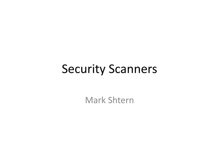 security scanners