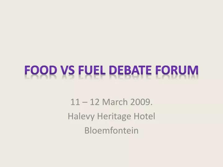 food vs fuel debate forum