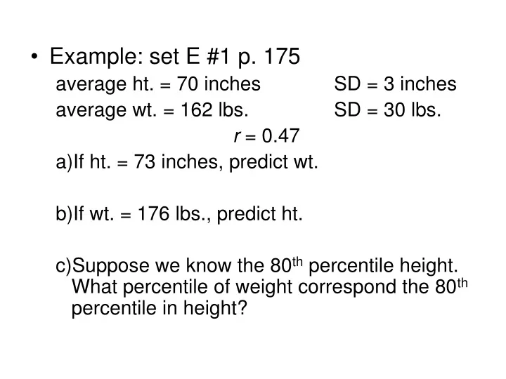 example set e 1 p 175 average ht 70 inches