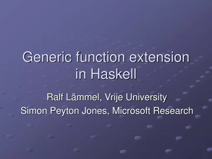 generic function extension in haskell