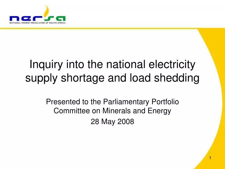 inquiry into the national electricity supply shortage and load shedding