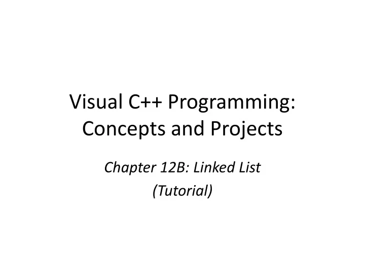 visual c programming concepts and projects