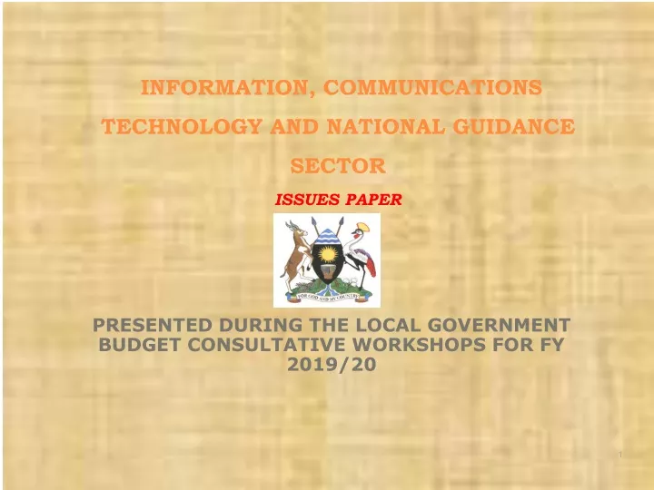 information communications technology and national guidance sector issues paper