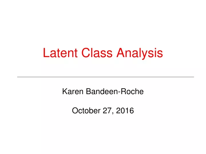 latent class analysis