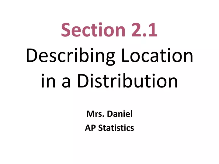section 2 1 describing location in a distribution