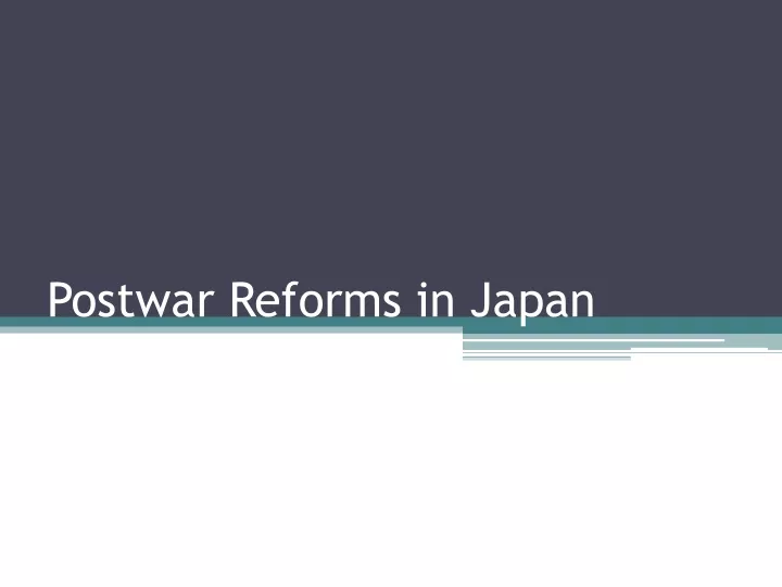 postwar reforms in japan