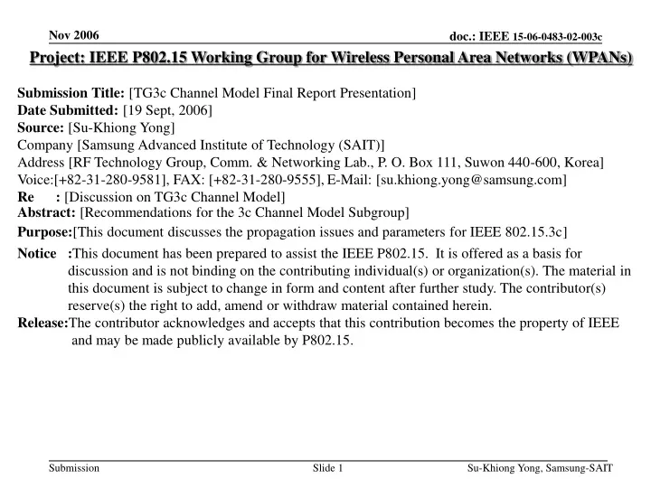 project ieee p802 15 working group for wireless