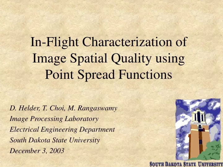 in flight characterization of image spatial quality using point spread functions