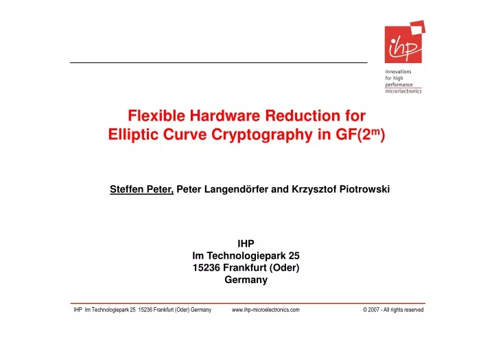 flexible hardware reduction for elliptic curve cryptography in gf 2 m
