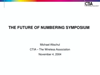 THE FUTURE OF NUMBERING SYMPOSIUM