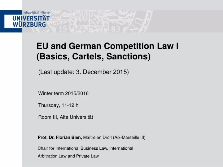 eu and german competition law i basics cartels sanctions