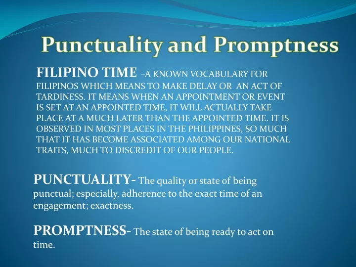 punctuality and promptness