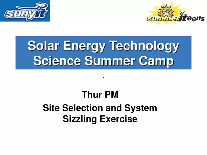 solar energy technology science summer camp