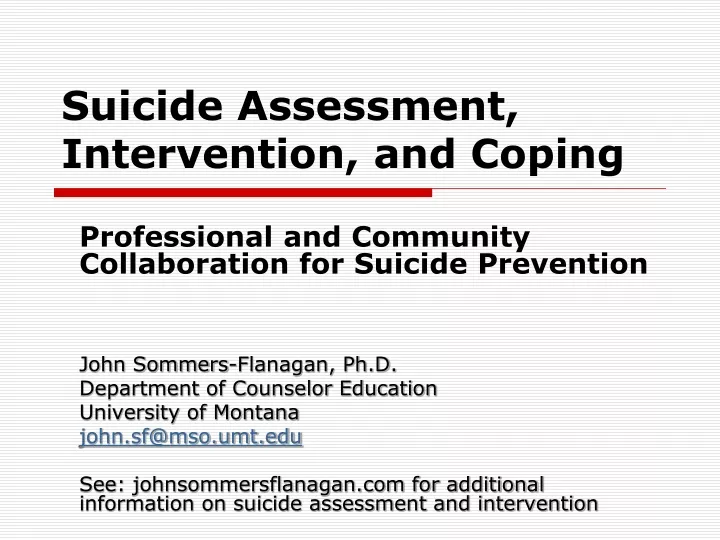 suicide assessment intervention and coping