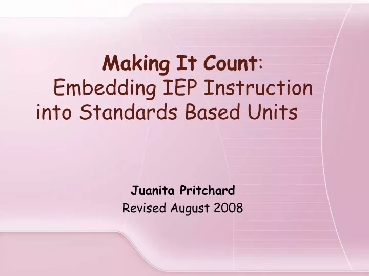 making it count embedding iep instruction into standards based units