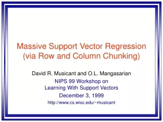 Massive Support Vector Regression (via Row and Column Chunking)