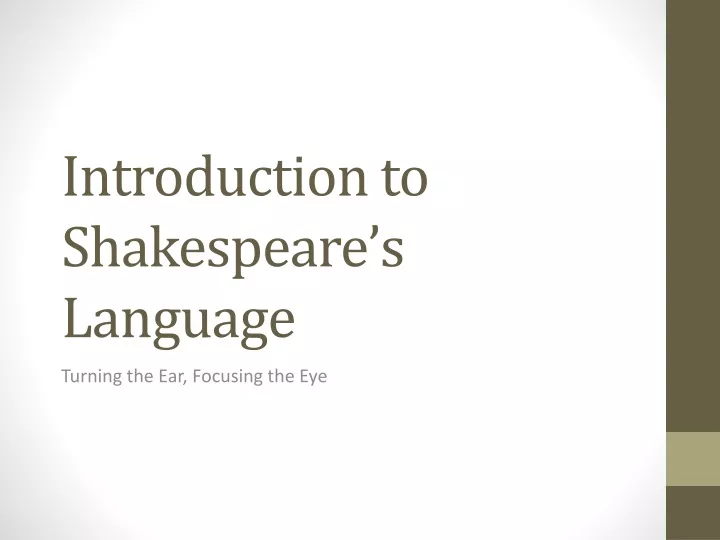 introduction to shakespeare s language