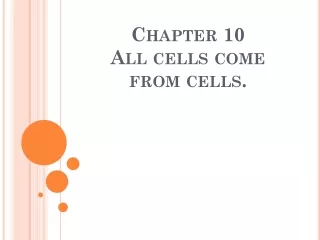 Chapter 10 All cells come from cells.