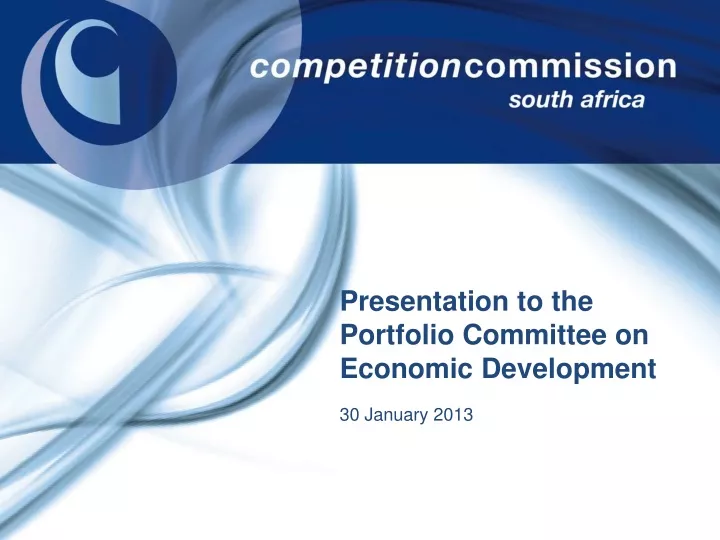 presentation to the portfolio committee on economic development