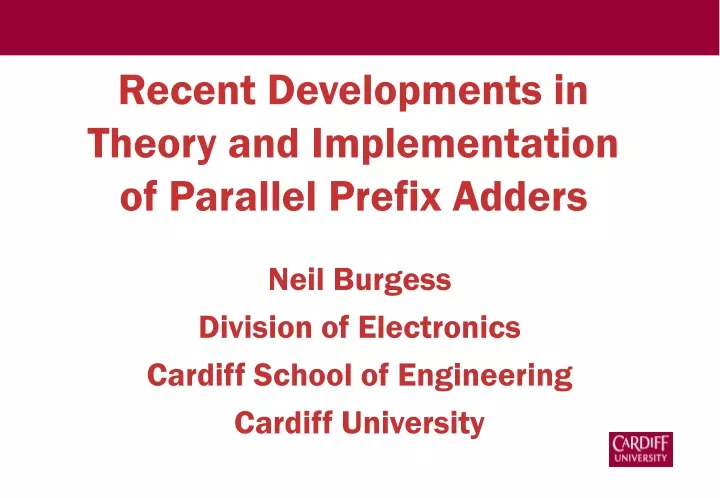 recent developments in theory and implementation of parallel prefix adders